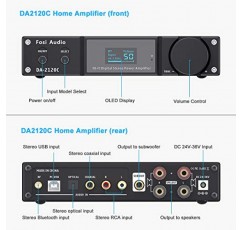 Fosi Audio DA2120C 240W Bluetooth 5.0 스테레오 오디오 Hi-Fi DAC 증폭기 지원 aptX 24Bit-192kHz 2.1 채널 통합 클래스 D 전력 증폭기(RCA/PC-USB/동축/광 입력 및 원격 제어 포함)