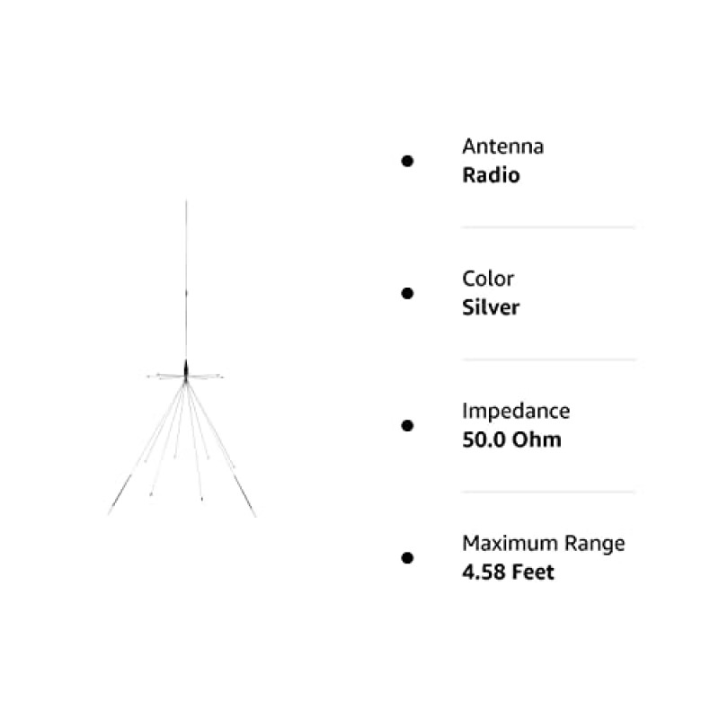 트램 1411 스캐너 25MHz~1,300MHz VHF/UHF 슈퍼 디스크콘 베이스 안테나 플러스 CB 전송 대역, 실버