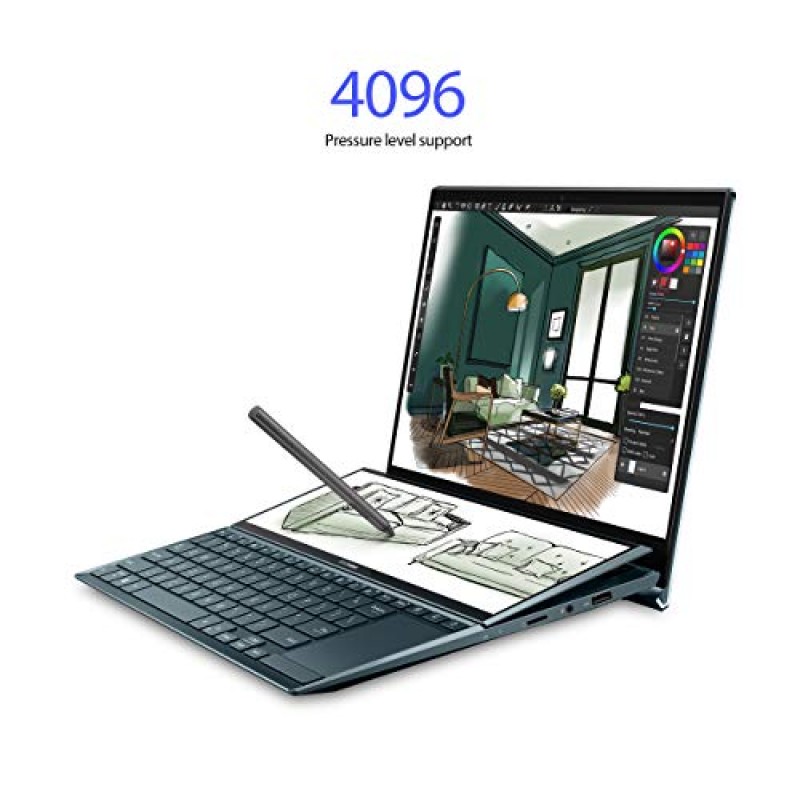 ASUS ZenBook Duo 14 UX482 14인치 FHD NanoEdge 터치 디스플레이, Intel Evo 플랫폼, Core i7-1165G7, 8GB RAM, 512GB PCIe SSD, 혁신적인 ScreenPad Plus, Windows 10 Home, Celestial Blue, UX482EA-DS71T