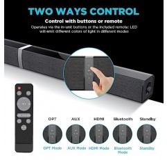 TV용 MZEIBO 사운드 바 분할 사운드바 유선 및 무선 홈 시어터 오디오 50W 2.0 채널 Bluetooth 서라운드 사운드 시스템(HDMI/광학/RCA 케이블 포함)