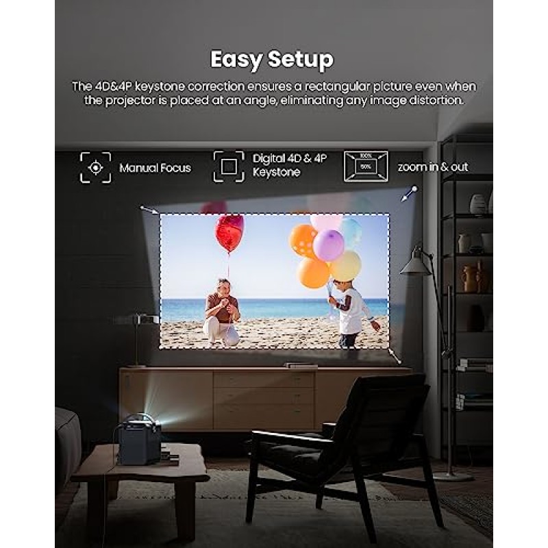 스마트 프로젝터 1080P, ETOE Android TV 10.0 미니 휴대용 프로젝터, Netflix 인증, 5G WiFi Bluetooth, 무선 Chromecast, iOS/Android/HDMI/Fire TV 스틱과 호환되는 영화 프로젝터 - D2 Pro