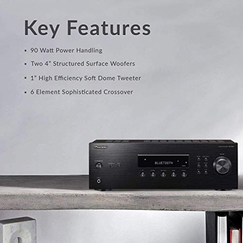 Bluetooth 무선 기술이 적용된 Pioneer SX-10AE 홈 오디오 스테레오 수신기 - 블랙