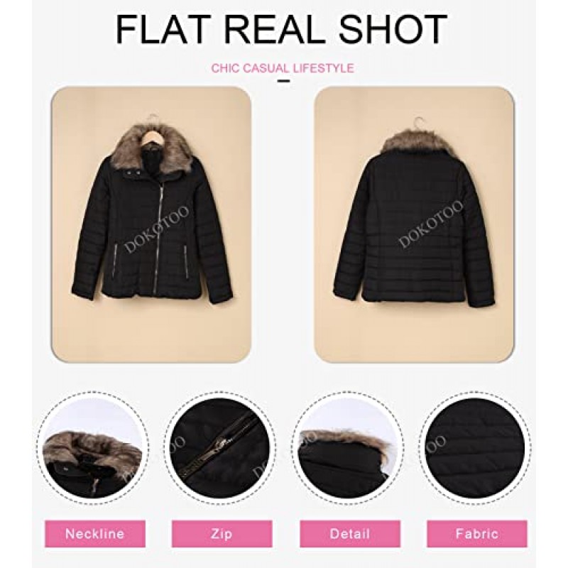 Dokotoo 여성 겨울 2023 패션 집업 퀼팅 재킷 코트 아우터(S-XXL,후드 없음)