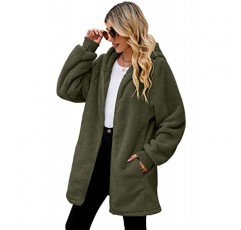 ReachMe 여성용 오버사이즈 지퍼 업 셰르파 재킷(포켓 포함) 격자 무늬 양털 까마귀 겨울 테디 코트 겉옷