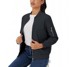 MAGCOMSEN 여성용 폭격기 재킷 캐주얼 다중 포켓 윈드 브레이커 지퍼 업 코트 가을 패션 아웃웨어