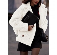 PRETTYGARDEN Womens 2023 겨울 패션 셰르파 코트 옷깃 양털 재킷 긴 소매 주머니 가짜 모피 Dressy 가을 의상
