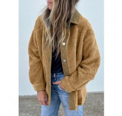 Dokotoo 여성용 겨울 코트 플리스 턴다운 칼라 버튼 다운 포켓이 있는 긴 소매 셰르파 재킷