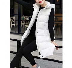 SCUSTY Womens Long Puffer 조끼 민소매 코트 누비 조끼 후드가있는 겉옷 재킷