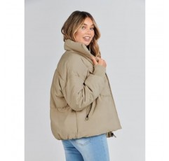 MEROKEETY 여성용 겨울 긴 소매 지퍼 퍼퍼 자켓 포켓 헐렁한 짧은 다운 코트