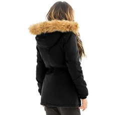 FARVALUE 여성용 겨울 코트 따뜻한 파카 재킷 퍼퍼 퀼트 두꺼운 후드 겉옷 모피 트림 포함