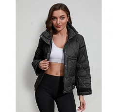 Seetaa 퀼팅 퍼퍼 재킷 여성용 스탠드 칼라 풀 지퍼 아우터웨어 포켓이 있는 푹신한 코트 재킷