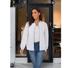 TACVASEN 여성용 다이아몬드 퀼팅 재킷 경량 풀 지퍼 업 겨울 코트 포켓이 있는 캐주얼 봄버 재킷