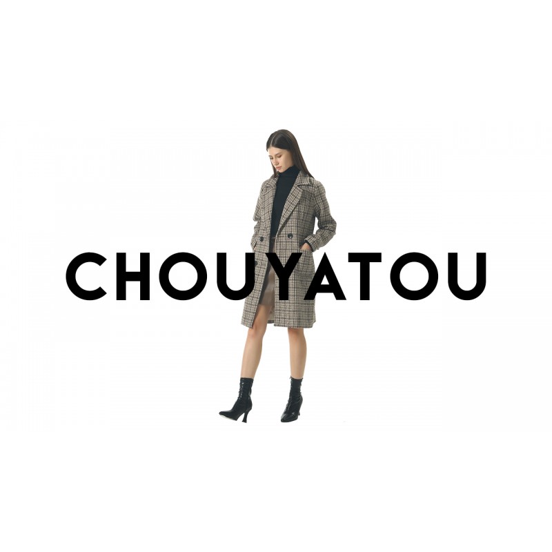Chouyatou 여성 우아한 노치 칼라 더블 브레스트 울 블렌드 오버 코트