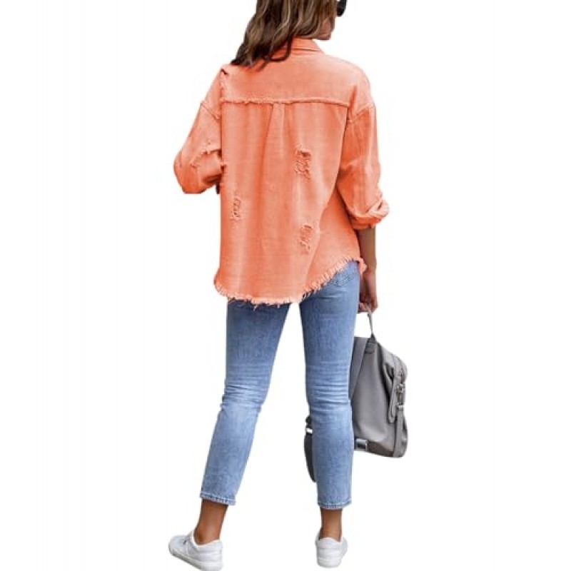 SheKiss Womens Camouflage Shacket 자켓 코트 패션 가을 긴 소매 지퍼 캔버스 카모 자켓 (포켓 포함)