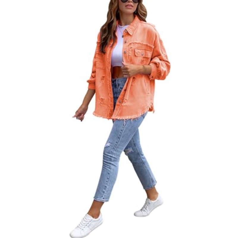 SheKiss Womens Camouflage Shacket 자켓 코트 패션 가을 긴 소매 지퍼 캔버스 카모 자켓 (포켓 포함)