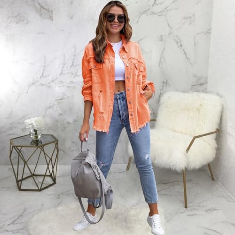 SheKiss Womens Camouflage Shacket 자켓 코트 패션 가을 긴 소매 지퍼 캔버스 카모 자켓 (포켓 포함)