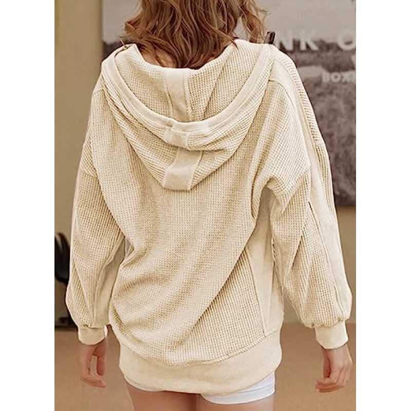 Eytino Womens 플러스 사이즈 긴 소매 지퍼 업 포켓이 있는 오버사이즈 캐주얼 후드티 스웨트 재킷(1X-5X)