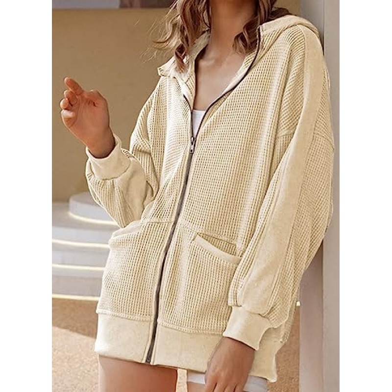 Eytino Womens 플러스 사이즈 긴 소매 지퍼 업 포켓이 있는 오버사이즈 캐주얼 후드티 스웨트 재킷(1X-5X)