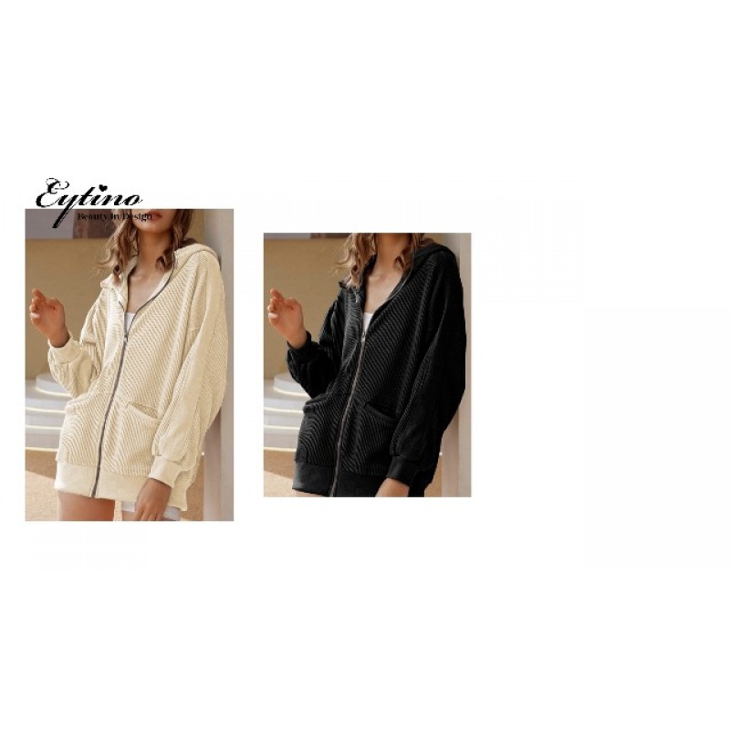 Eytino Womens 플러스 사이즈 긴 소매 지퍼 업 포켓이 있는 오버사이즈 캐주얼 후드티 스웨트 재킷(1X-5X)