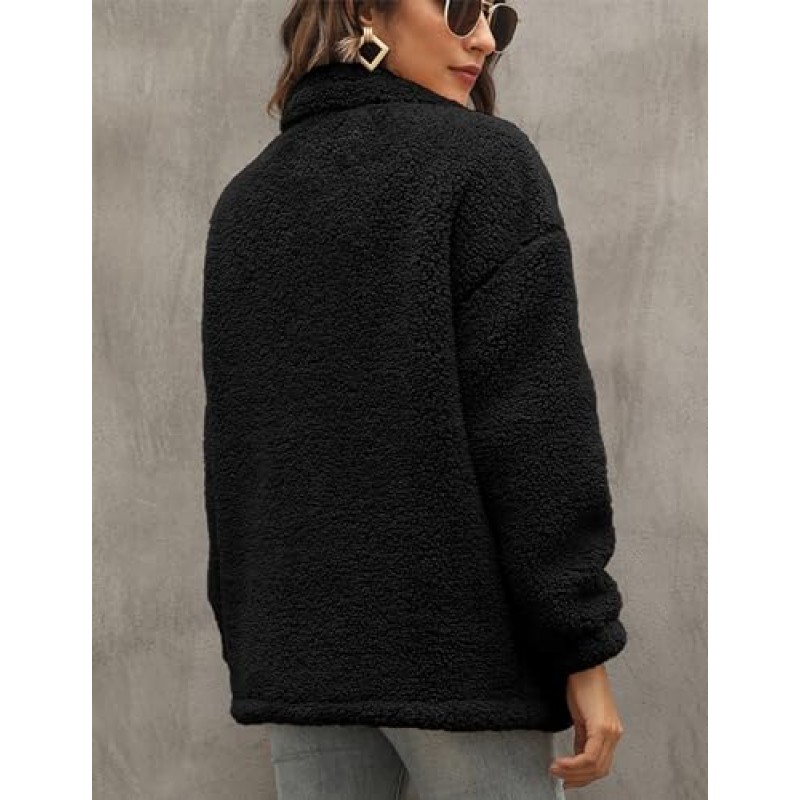TCOT Womens Sherpa Jacket 따뜻한 겨울 테디 베어 코트 캐주얼 플리스 지퍼 업 Faux Shearling Outwear with Pockets