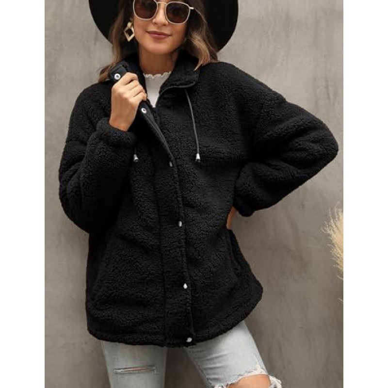 TCOT Womens Sherpa Jacket 따뜻한 겨울 테디 베어 코트 캐주얼 플리스 지퍼 업 Faux Shearling Outwear with Pockets