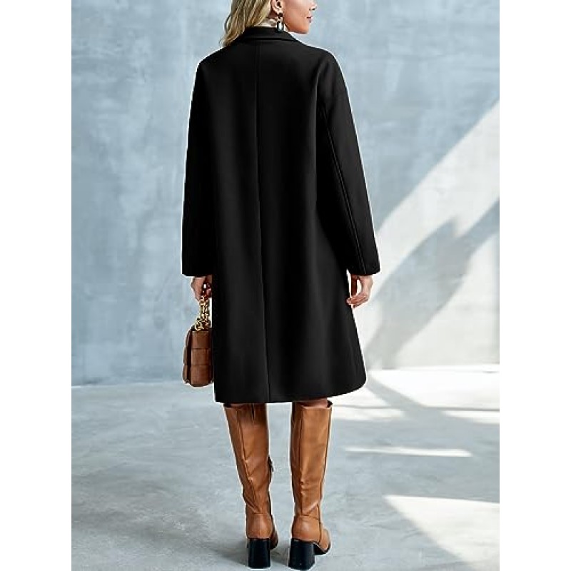 FSHAOES Womens Lapel Peacoat 겨울 더블 브레스트 아우터 미드 롱 자켓 캐주얼 트렌치 코트