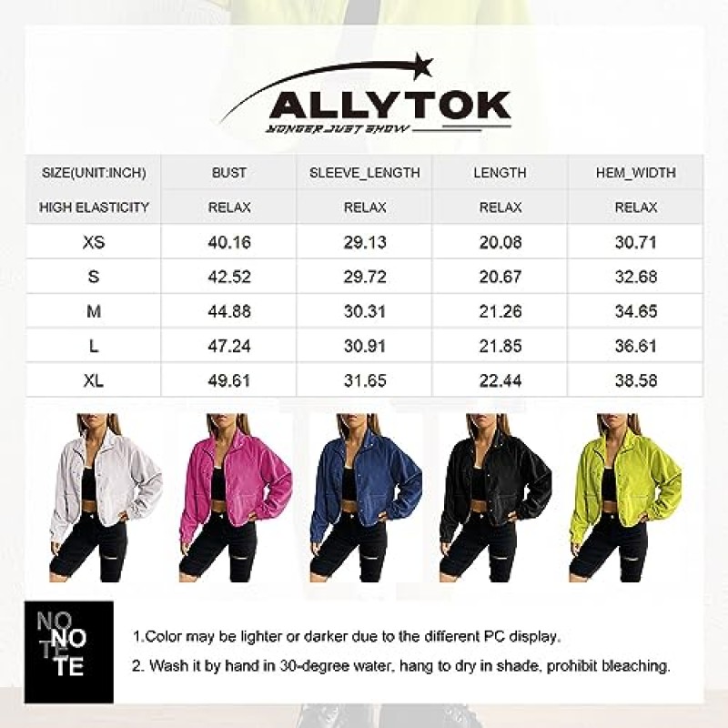 Allytok 여성용 겨울 양털 재킷 퍼지 크롭 셰르파 재킷 주머니가 있는 겉옷