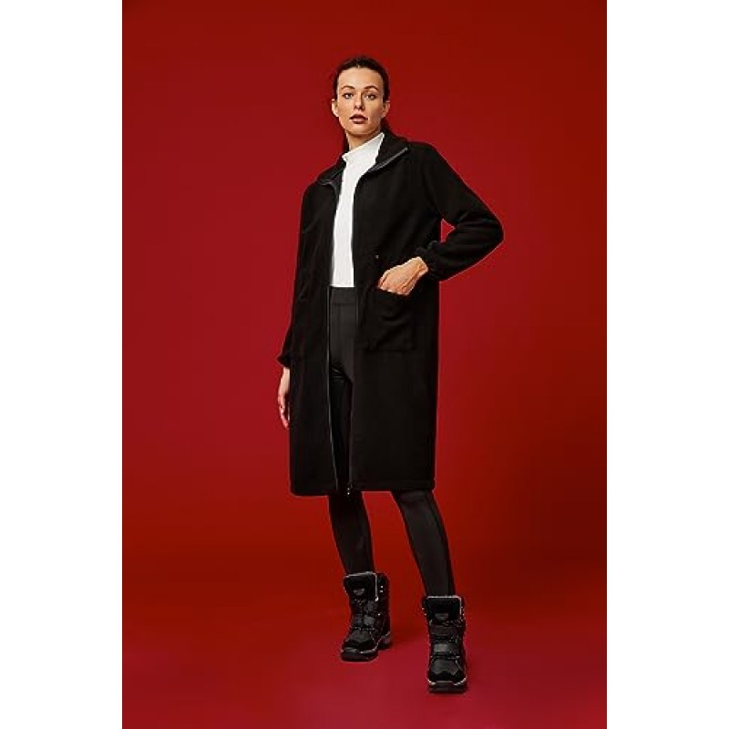 JACK SMITH 여성용 2023 롱 셰르파 플리스 재킷 가을 겨울 옷깃 풀 지퍼 폴라 코트 겉옷(포켓 포함)