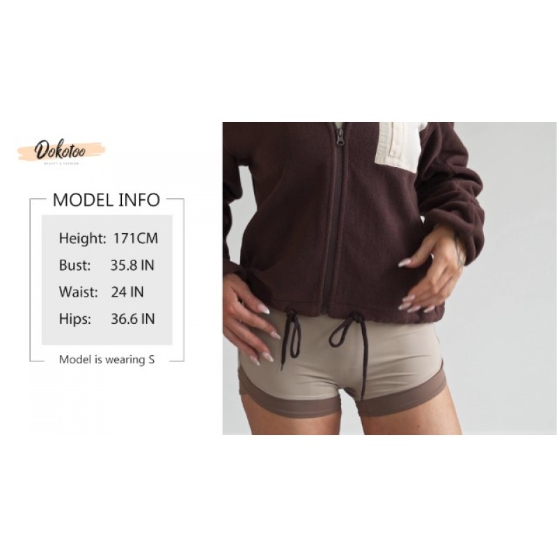 Dokotoo 여성용 겨울 양털 자켓 방풍 지퍼 업 드로우 스트링 프론트 포켓 아웃 도어 코트