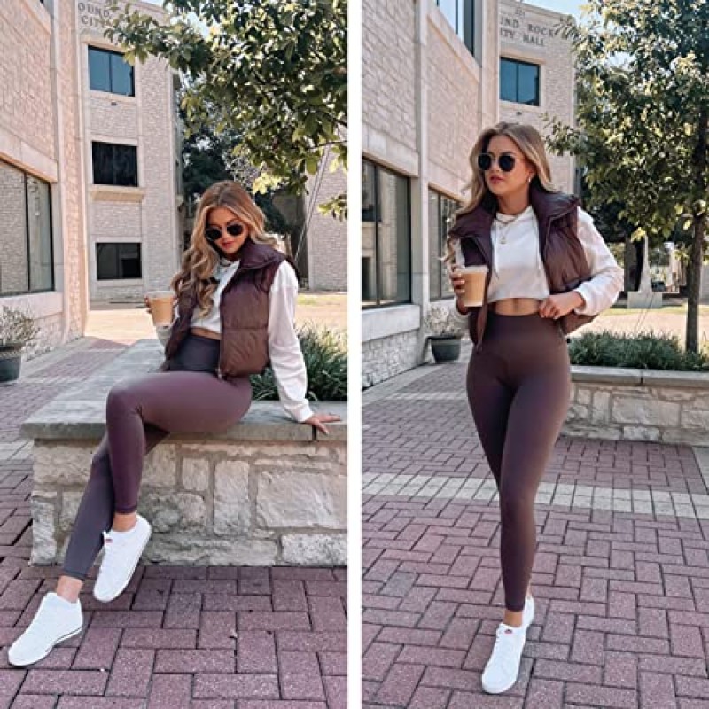 Daacee 여성용 경량 겨울 자르기 퍼퍼 조끼 따뜻한 민소매 지퍼 업 스탠드 칼라 패딩 Gilet