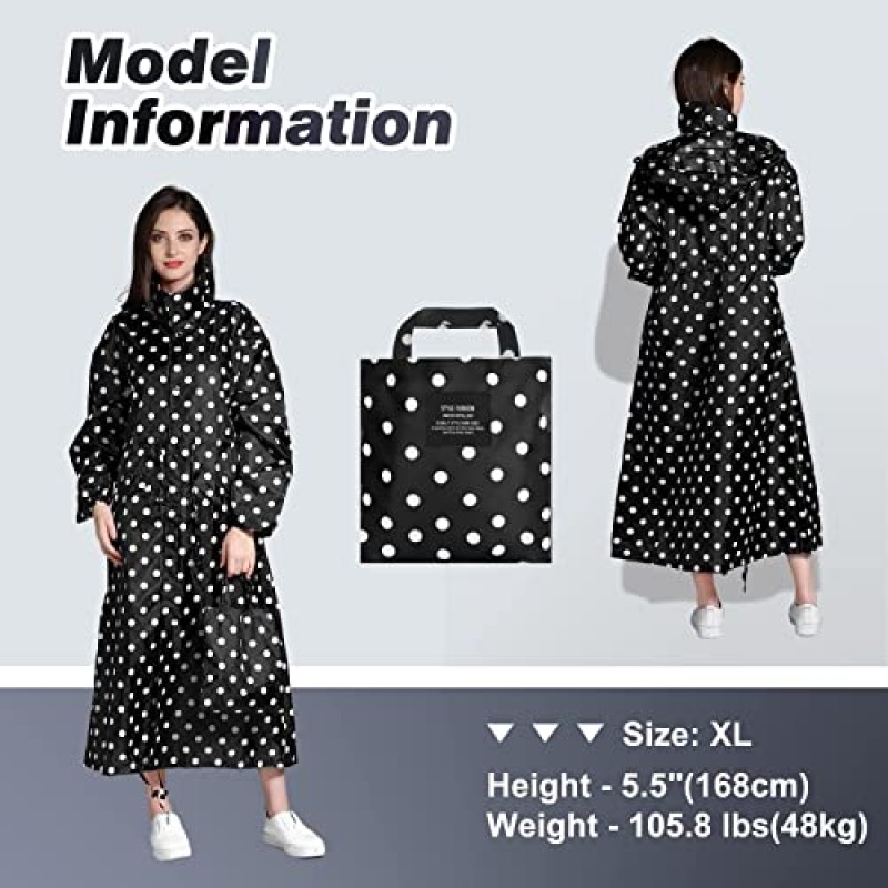 Womens Long Raincoats 레인 자켓 방수 포장 가능 야외 후드 윈드 브레이커 야외용 경량 조절 허리