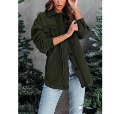 RAISECOM Womens Fleece Jacket 겨울 캐주얼 긴 소매 단추 솔리드 따뜻한 퍼지 아웃웨어 코트(포켓 포함)