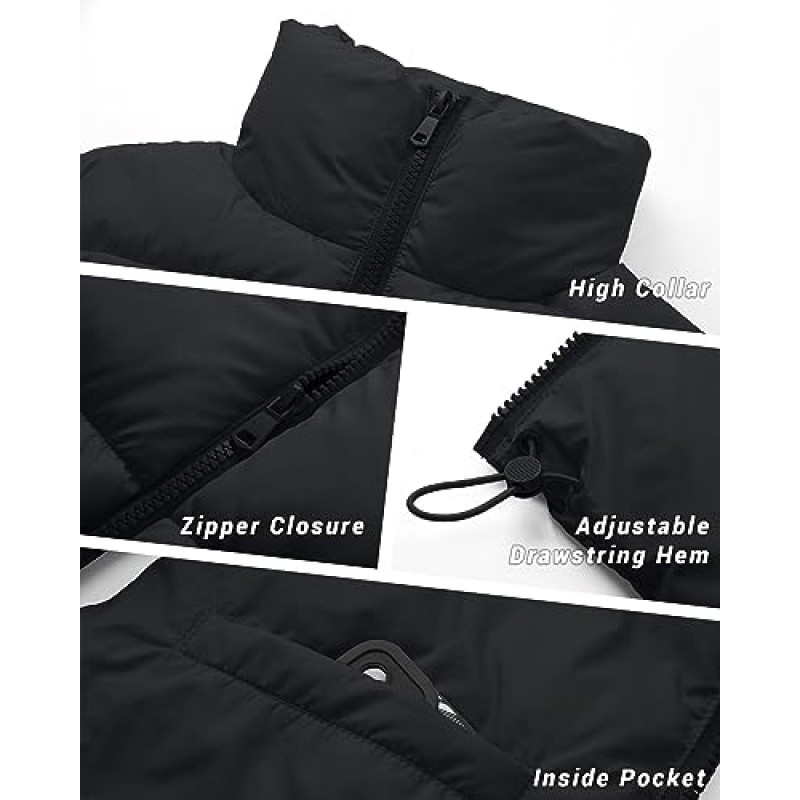 Polu 여성용 자른 퍼퍼 조끼 자켓 민소매 겨울 하이 스탠드 칼라 Zip Gilet 여성용 경량 조끼