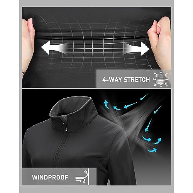 33,000ft 여성용 경량 Softshell 자켓 양털 안감 윈드 브레이커 골프 하이킹 러닝을위한 방수 따뜻한 자켓