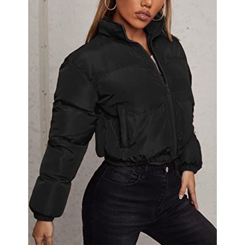 Fiona Jolin Puffer Jacket Womens Cropped Lightweight Zip Up Qulited Down Jacket 따뜻한 패딩 겨울 코트