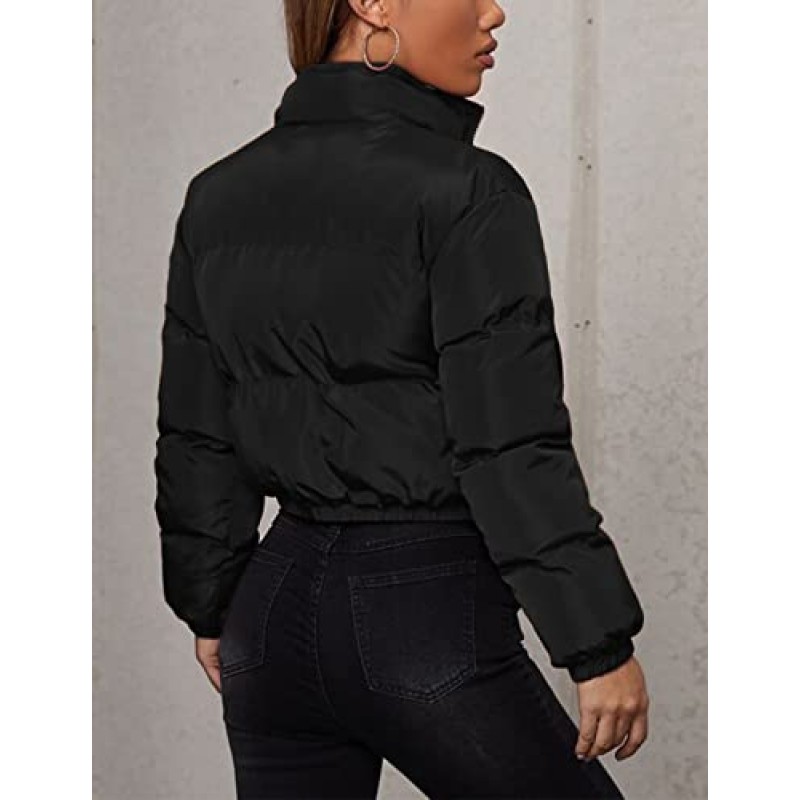 Fiona Jolin Puffer Jacket Womens Cropped Lightweight Zip Up Qulited Down Jacket 따뜻한 패딩 겨울 코트