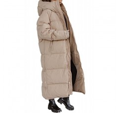 Tankaneo Womens 후드 롱 퀼트 코트 맥시 길이 긴 소매 퍼퍼 자켓 따뜻한 패딩 코트 두꺼운 겨울 겉옷