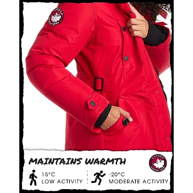 CANADA WEATHER GEAR 여성 겨울 코트 - 스타디움 파카 재킷, 모피 트림 후드(S-3XL)