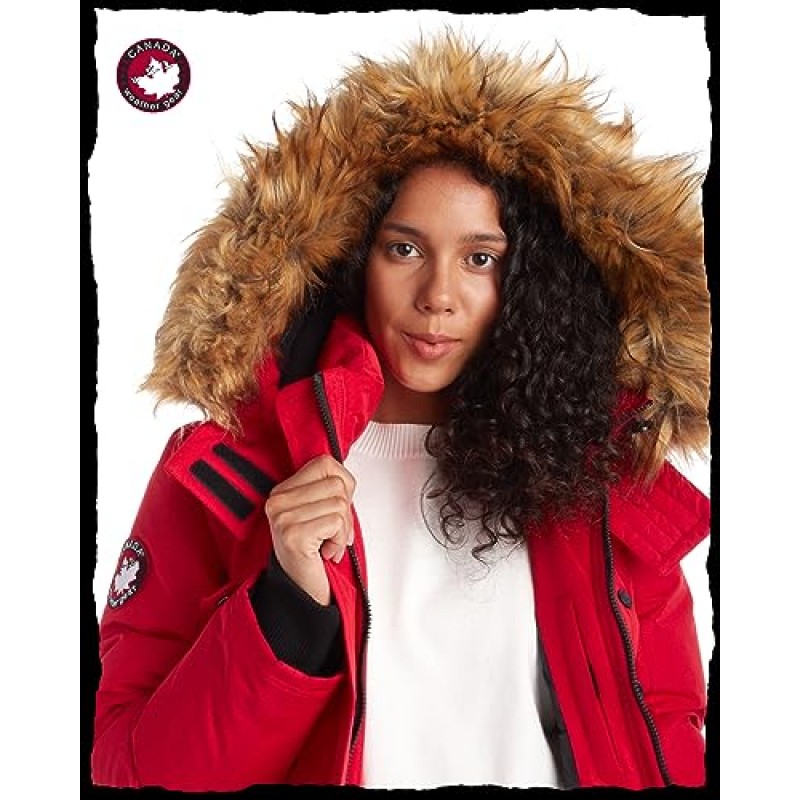 CANADA WEATHER GEAR 여성 겨울 코트 - 스타디움 파카 재킷, 모피 트림 후드(S-3XL)