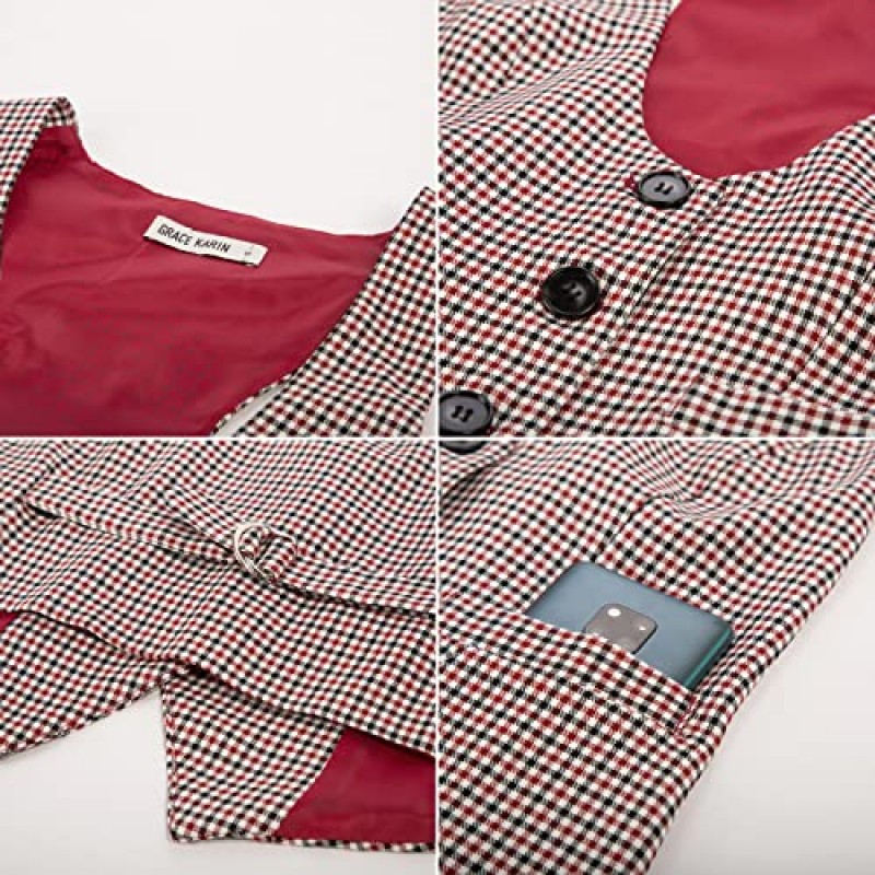GRACE KARIN 여성용 양복 조끼 조끼 빈티지 Steampunk 드레스 Racerback Jacquard Jacket