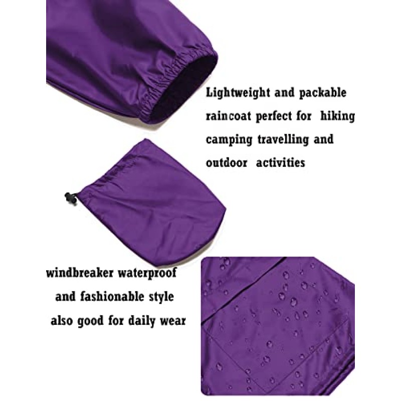 Avoogue 플러스 사이즈 레인코트 여성 방수 레인 재킷 Packable Outdoor Hooded Windbreaker