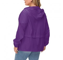 Avoogue 플러스 사이즈 레인코트 여성 방수 레인 재킷 Packable Outdoor Hooded Windbreaker