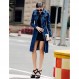 Tanming 여성 캐주얼 디스트레스드 라펠 찢어진 데님 진 롱 드레스 재킷 코트