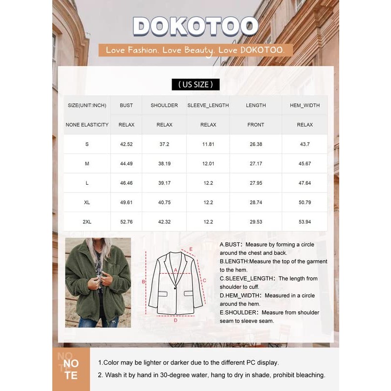 Dokotoo 여성용 전체 지퍼 셰르파 재킷 짧은 테디 코트 주머니가 있는 겉옷