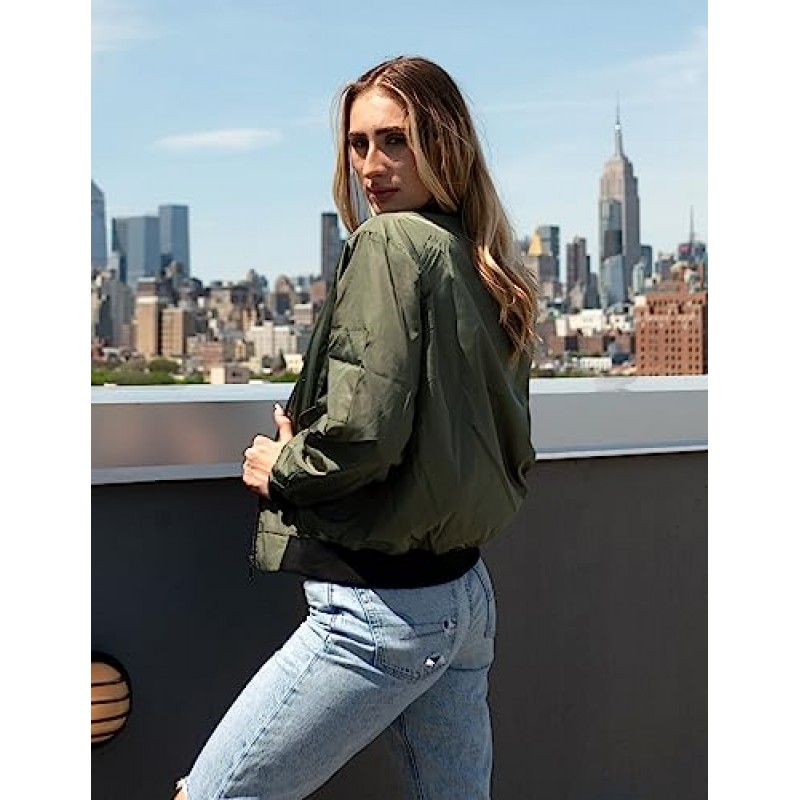Zeagoo Womens Bomber Jacket 봄 캐주얼 재킷 경량 지퍼 업 재킷 코트 윈드 브레이커 아웃웨어