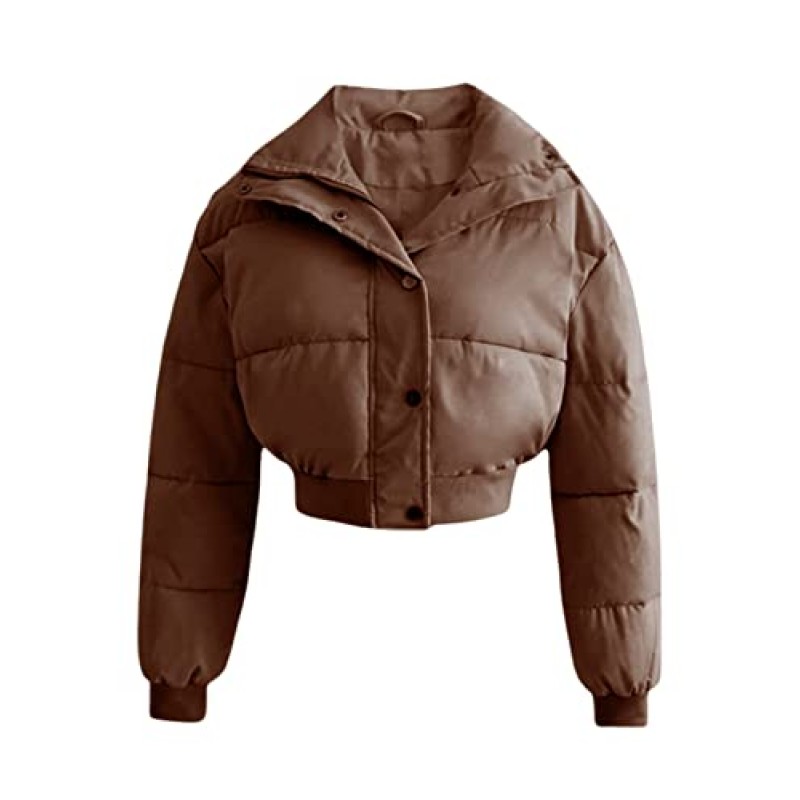Ailoqing Womens Crop Puffer Jacket 퀼팅 아우터웨어 지퍼 업 패딩 겨울 코트