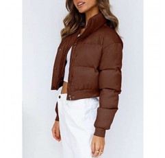 Ailoqing Womens Crop Puffer Jacket 퀼팅 아우터웨어 지퍼 업 패딩 겨울 코트