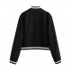 Zaxqunty Womens Cropped Varsity Jacket 캐주얼 야구 버튼 다운 폭격기 코트