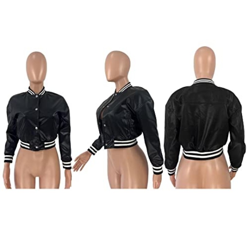 Mintsnow Womens Varsity Jacket 긴 소매 버튼 다운 폭격기 재킷 캐주얼 야구 유니폼 streetwear