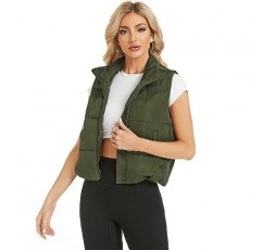 Hount Womens 겨울 자르기 퍼퍼 조끼 경량 민소매 패딩 Gilet 코트 스탠드 칼라 아웃웨어 조끼 포켓 포함